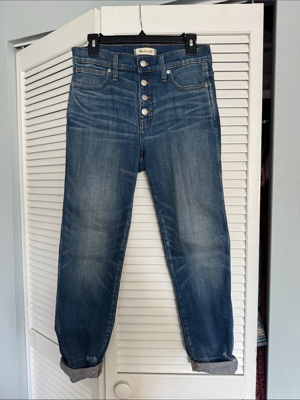 Madewell Medium Blue Boyfriend Jeans with Button-Fly